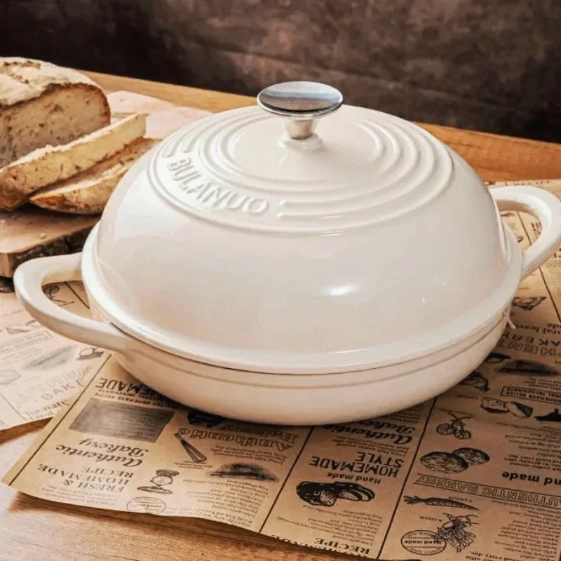 Dutch Oven Enamel - 11-inch rood geëmailleerde gietijzeren broodpan met