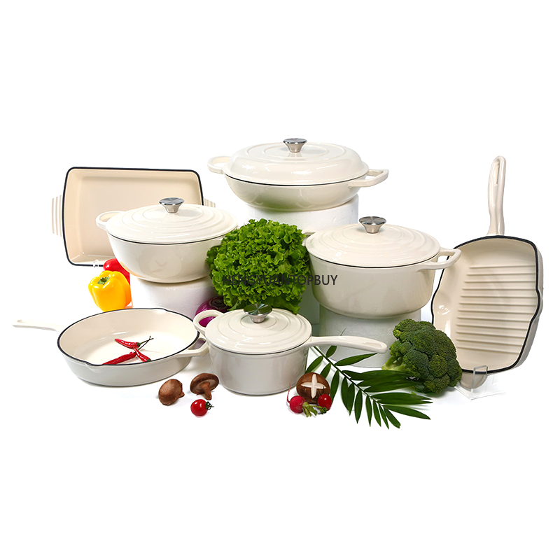 Dutch Oven Enamel - Moderne design emaille gietijzeren kookgereiset inclusief